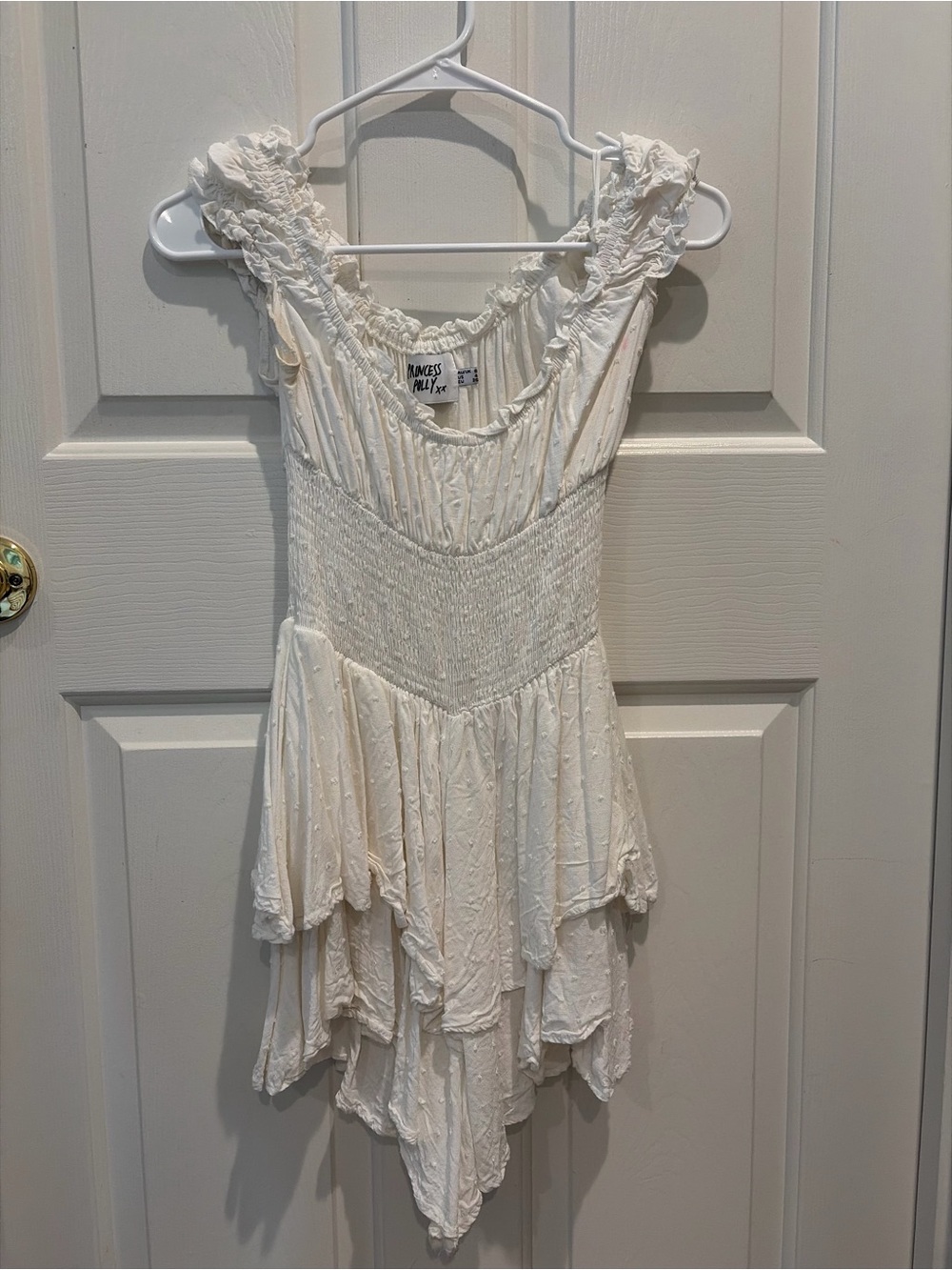 Princess Polly Cream Ruffled Romper